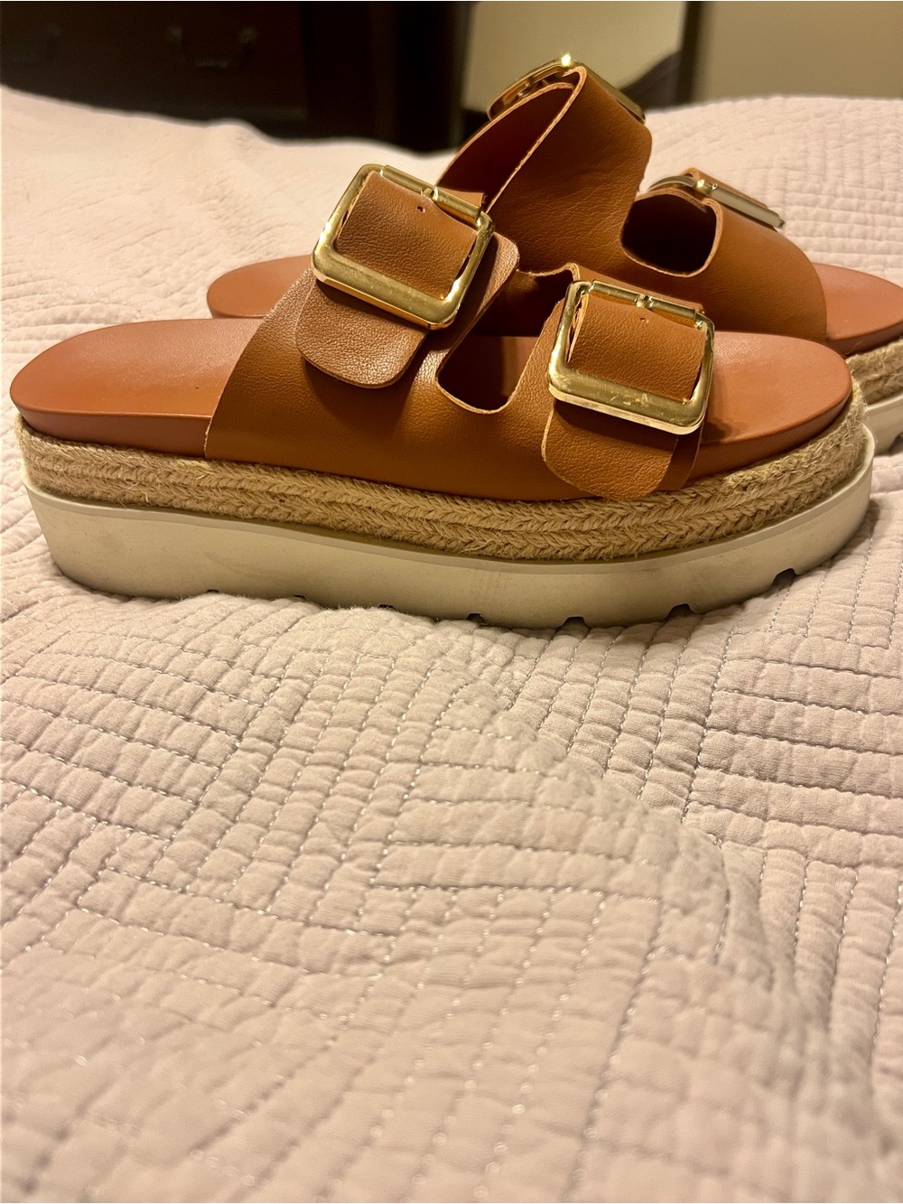 Madden Girl Tan Double Buckle Platform Sandals